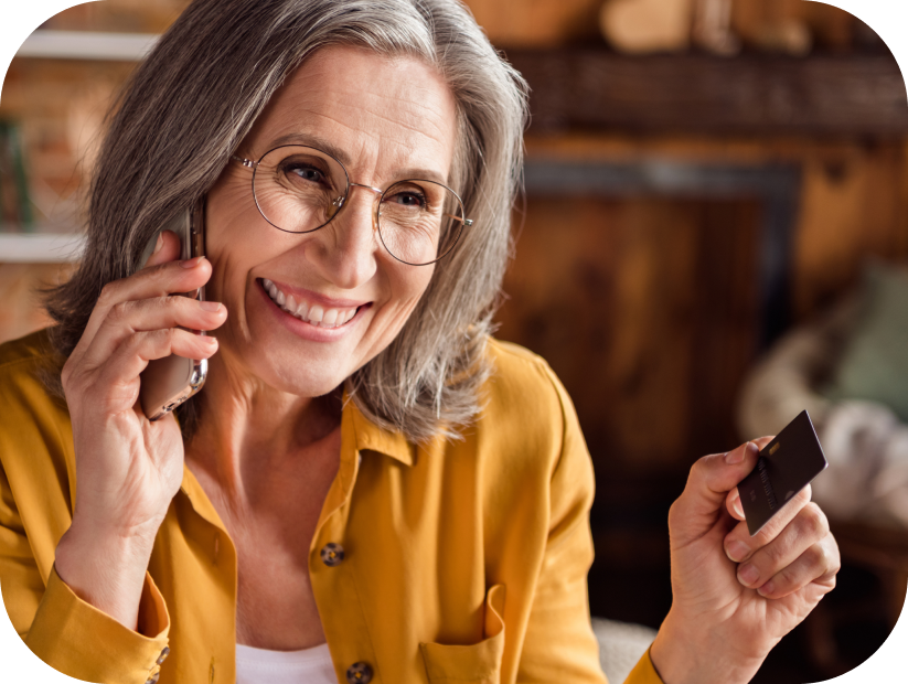 Patient using phone to pay for medical services from hotel room.