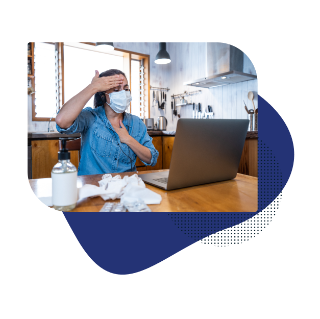 Patient measuring her temperature during a telemedicine service